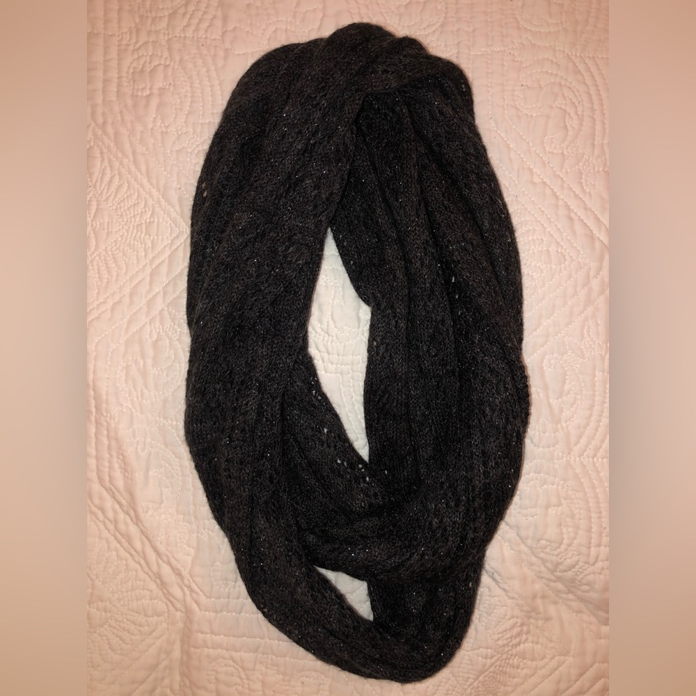 Knit dark gray infinity scarf